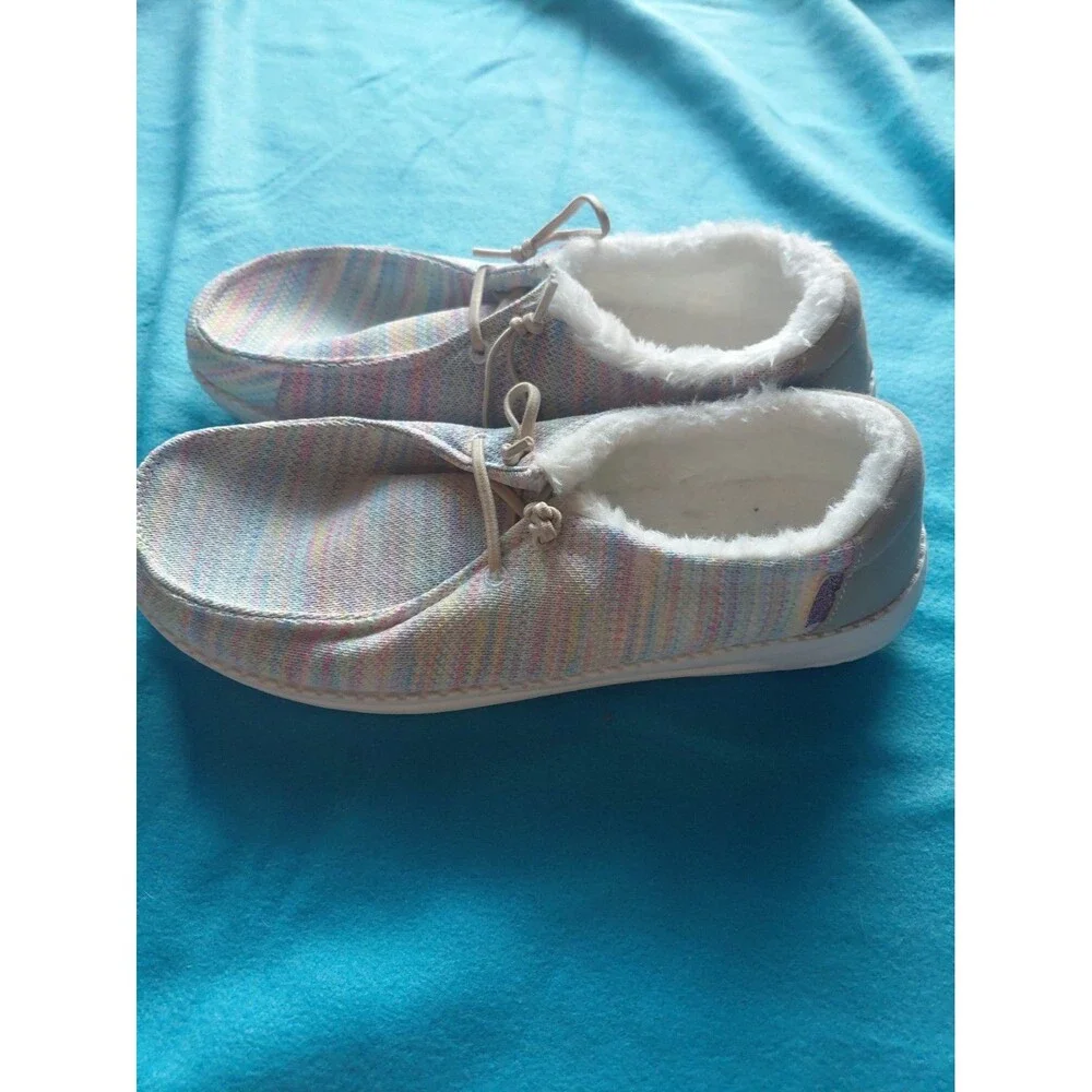 Shein Multicolor Slip On Boat Shoes With Fur Size Eu 39 Us8.5-9